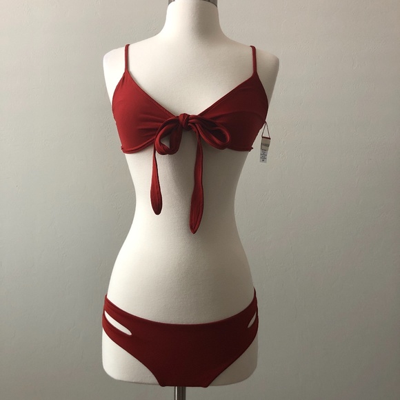 l*space Other - L*Space Deep Red Tie Front Bikini